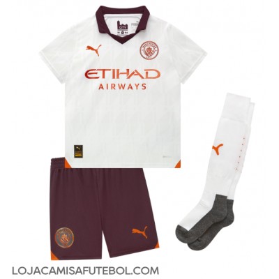 Camisa de Futebol Manchester City Kevin De Bruyne #17 Equipamento Secundário Infantil 2023-24 Manga Curta (+ Calças curtas)